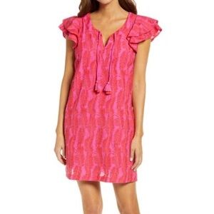 Vineyard Vines Palm Embroidered Tunic Dress In Raspberry Rose | Size XL